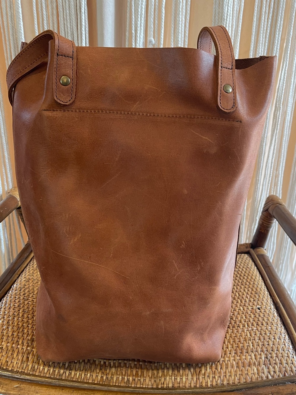 Parker Clay Leather Tote bag Rust Brown classic Open Top design - Picture 14 of 16